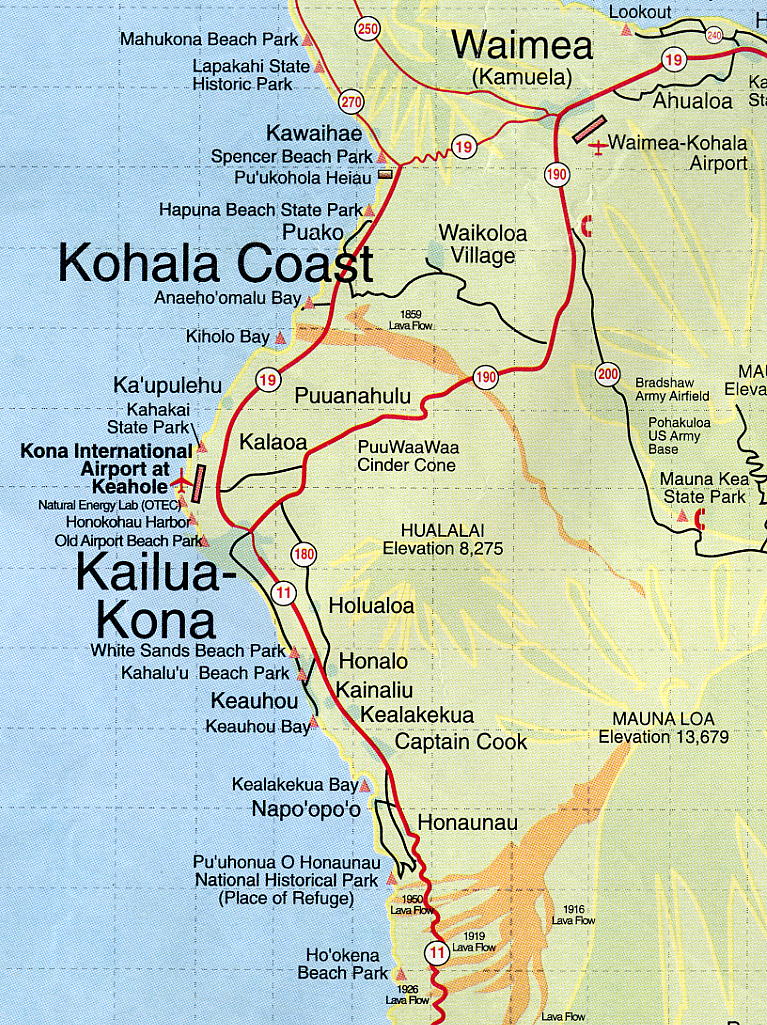 Image Map Of Kona Coast Hawaii